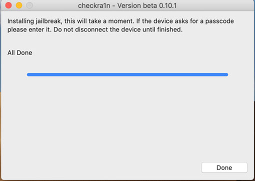Checkra1n on Mac All done