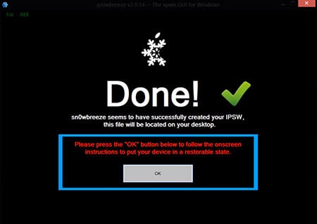 Sn0wbreeze jailbreak done