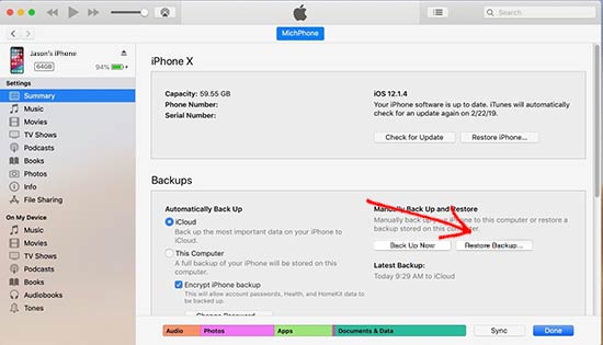 iTunes Restore Backup